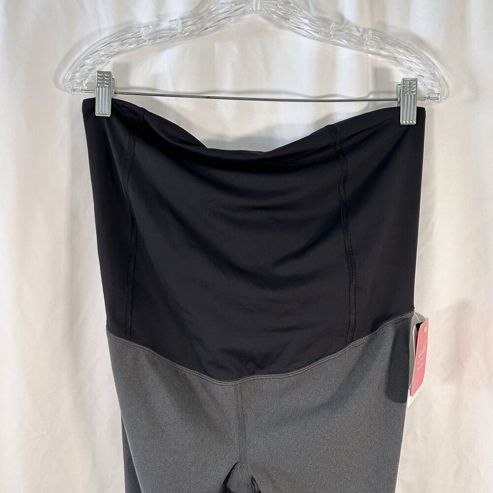 New Isabel Maternity Leggings Women's Large Grey Pull On Active Capri Crossover - Picture 6 of 9